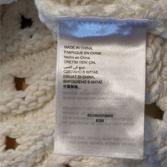 BEBE JIA Pointelle Sweater short sleeve Ivory delicate fabric sweater‎ XS - Picture 6 of 9